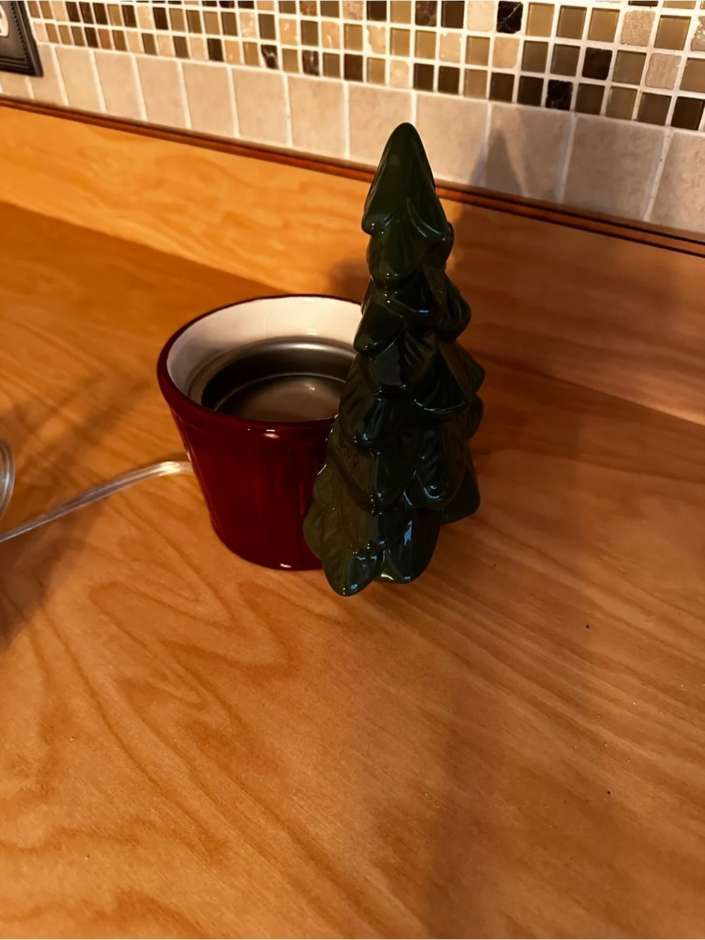 Yankee candle Green Ceramic Christmas Tree Holiday wax melter